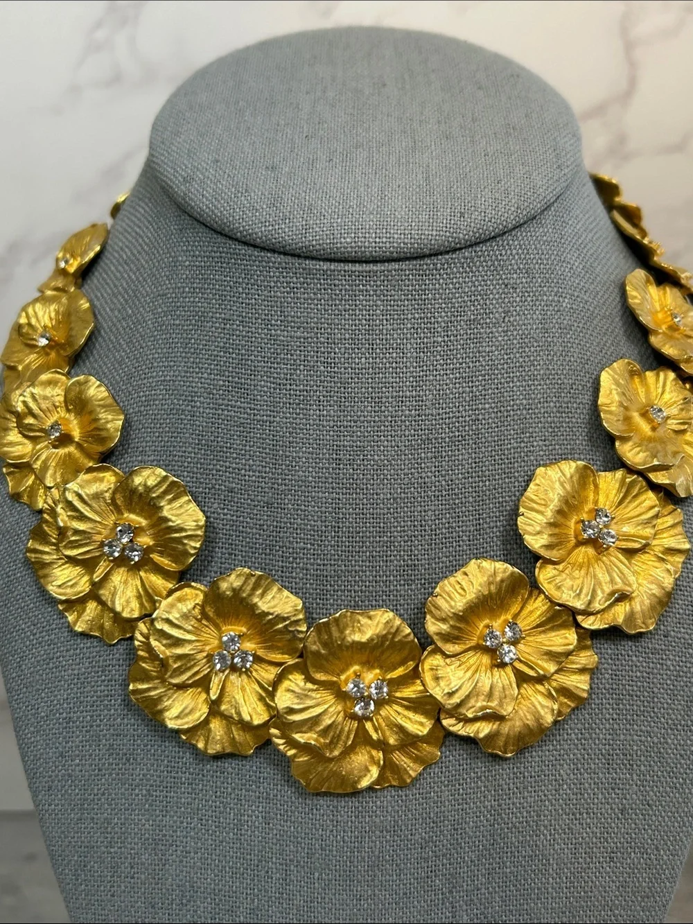 Vintage Gold Floral Statement Necklace
